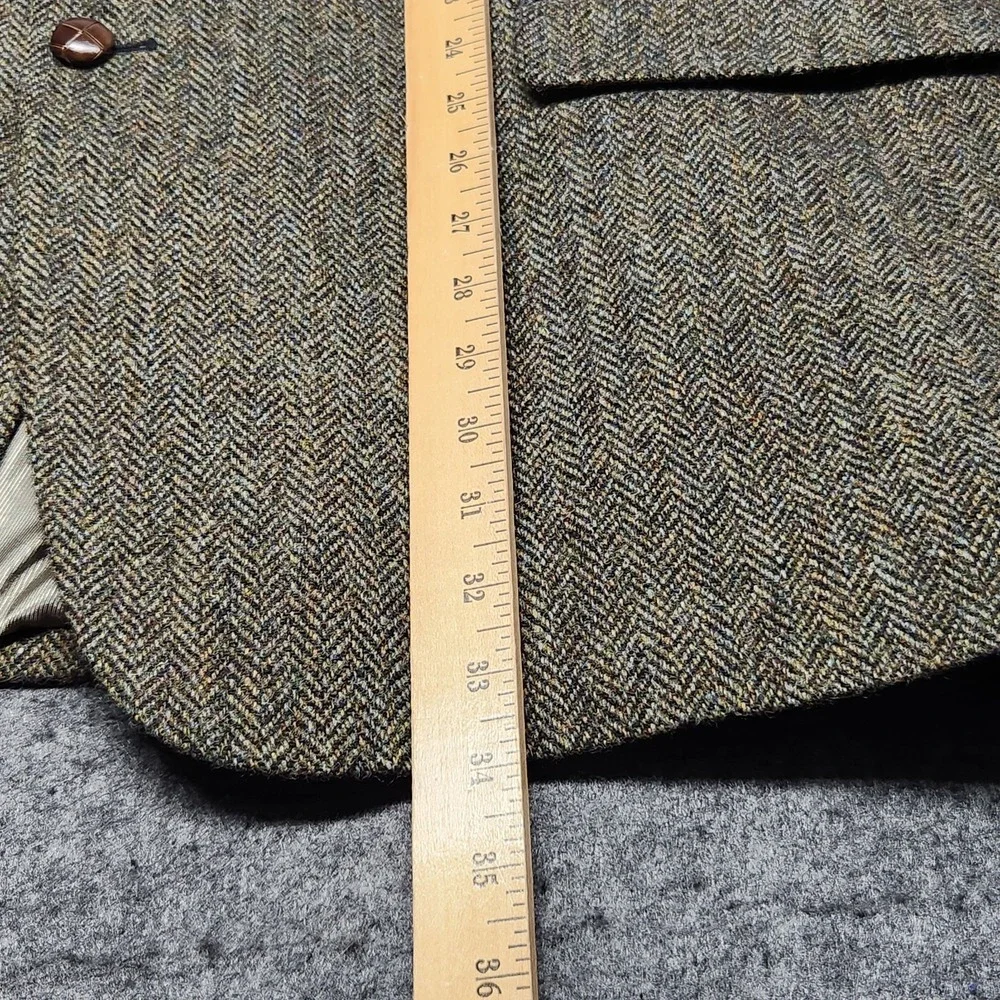 Woolrich Harris Tweed Handwoven Scottish Wool Herringbone Blazer Jacket 48L
